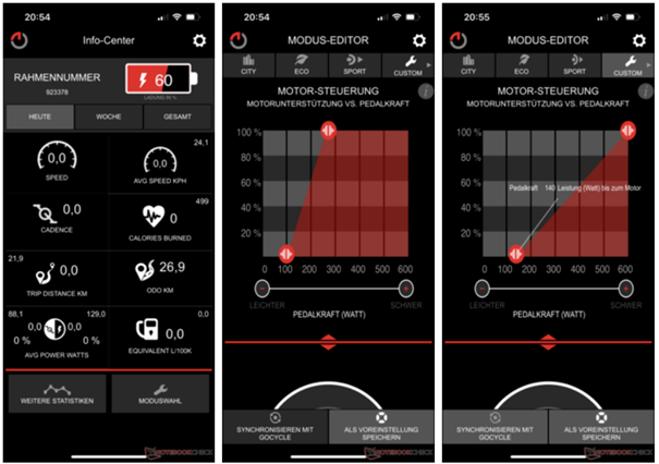 Smartphone-app van GoCycle G4i